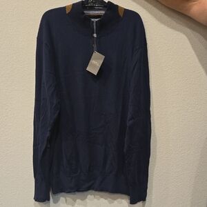 Enro Men's Navy & Brown (XL) Sweater with Arm Patch / Suede-like material (NWT)